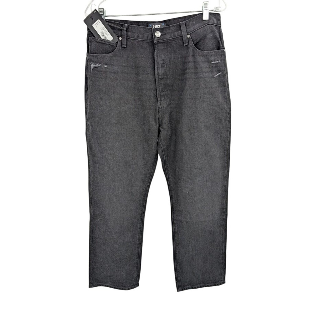 Paige‎ Women's NWT Billy Crop Button Fly High Rise Distressed Black Jeans sz 30